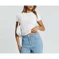 thumbnail image 5 of 2026 Summer Women's Crew Neck Short Sleeve Waist Tight Top, Casual Versatile Tops, 5 of 7