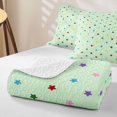 thumbnail image 4 of Manfei Minimalist Stars Print Twin Quilt Set,Sprinkle Print Twin Coverlet Set,Green,Colorful Stars Reversible,2-Piece,1 Bedspread and 1 Pillowcase, 4 of 7