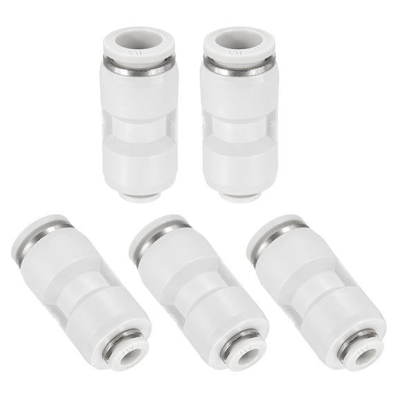 Uxcell 5 Pcs Push to Connect Fittings Reducing 1/2" Tube OD x 1/4" Tube OD Straight Pneumatic Quick Connector, White