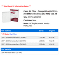 thumbnail image 2 of Cabin Air Filter - Compatible with 2016 - 2018 Mercedes-Benz C63 AMG 4.0L V8 2017, 2 of 2