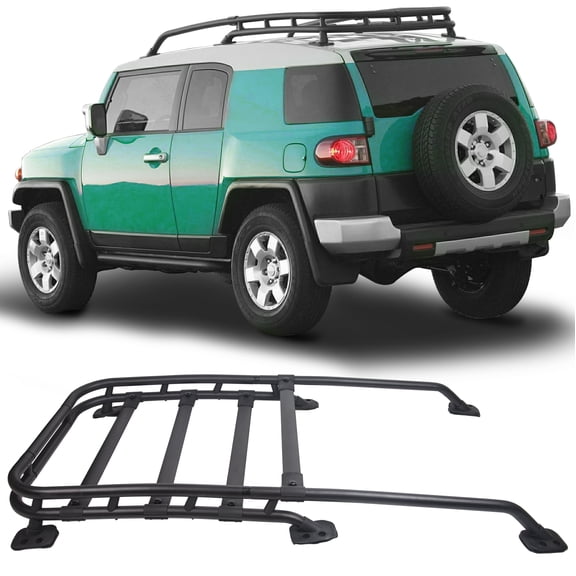 Kojem Roof Rack Rail Cargo Carrier for Toyota FJ Cruiser, 150 lbs Capacity, Black Aluminum