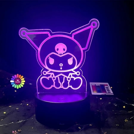 

3D Night Light Kuromi Sanrio Anime Character 7/16 color band remote control LED night light Bed Room Decoration Birthday Gift