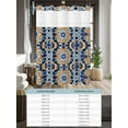 thumbnail image 6 of No Hook Cloth Fabric Shower Curtain with Snap in Liner, Morocco Orange Waterproof Shower Curtains Set with See Through Top Window, Blue Boho Retro Flower Pattern Abstract Bath Curtains Shower 54"x78", 6 of 6