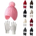 thumbnail image 4 of CPNG Toddler Glove Warm Knit Cap Set Kids Baby Winter Hats Thick Ski Cap with Earflap Fleece Lined Hat Warm Knitted Pom Pom Beanie Mittens Gloves for Girls Boys, 4 of 9
