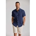 thumbnail image 6 of COOFANDY Mens Button Up ShirtBeach Summer Wedding Shirt Short Sleeve Stretch Linen Shirts, 6 of 6