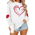 thumbnail image 4 of SERTG Womens Round Neck Valentine Heart Print Hoodless Sweatshirt Fashion Casual Long Sleeve Spring Fall Pullover Blouses Tops(White,XS), 4 of 9