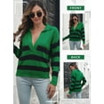 thumbnail image 7 of Xuanfei Women Striped Lapel Collar Long Sleeve Ribbed Knitted Sweaters, 7 of 7