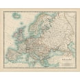 thumbnail image 2 of Johnston  18x15 Gold Ornate Wood Framed with Double Matting Museum Art Print Titled - Johnstons Map of Europe, 2 of 4