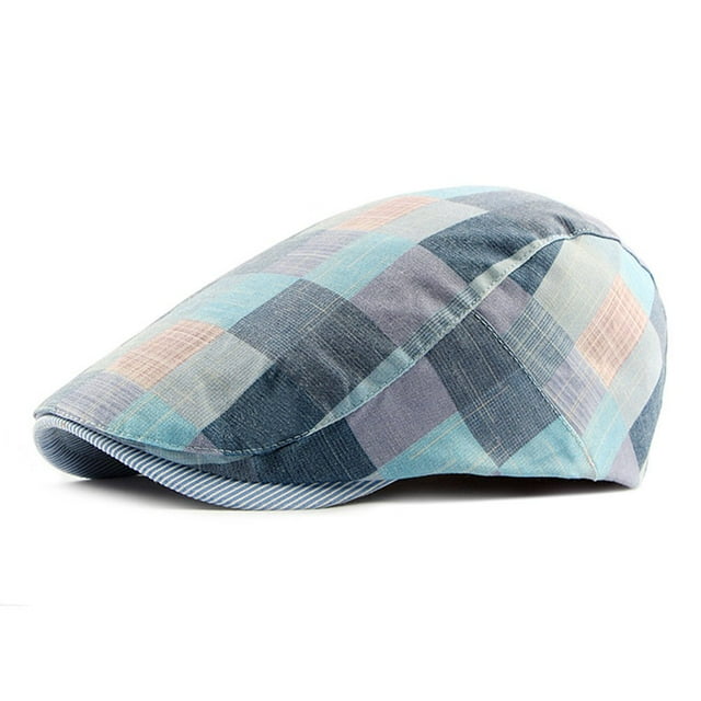 Chapeaux Mode Hommes Femmes Plaid Coton Chapeau Newsboy Béret Réglable avec Visière