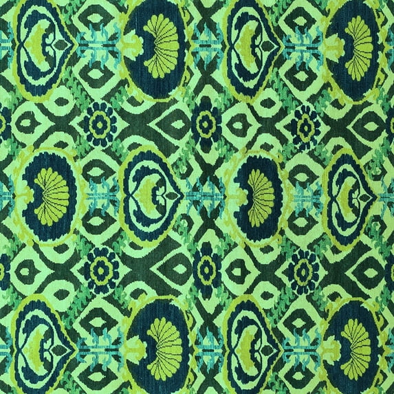 Ahgly Company Indoor Square Abstract Turquoise Blue Modern Area Rugs, 5' Square