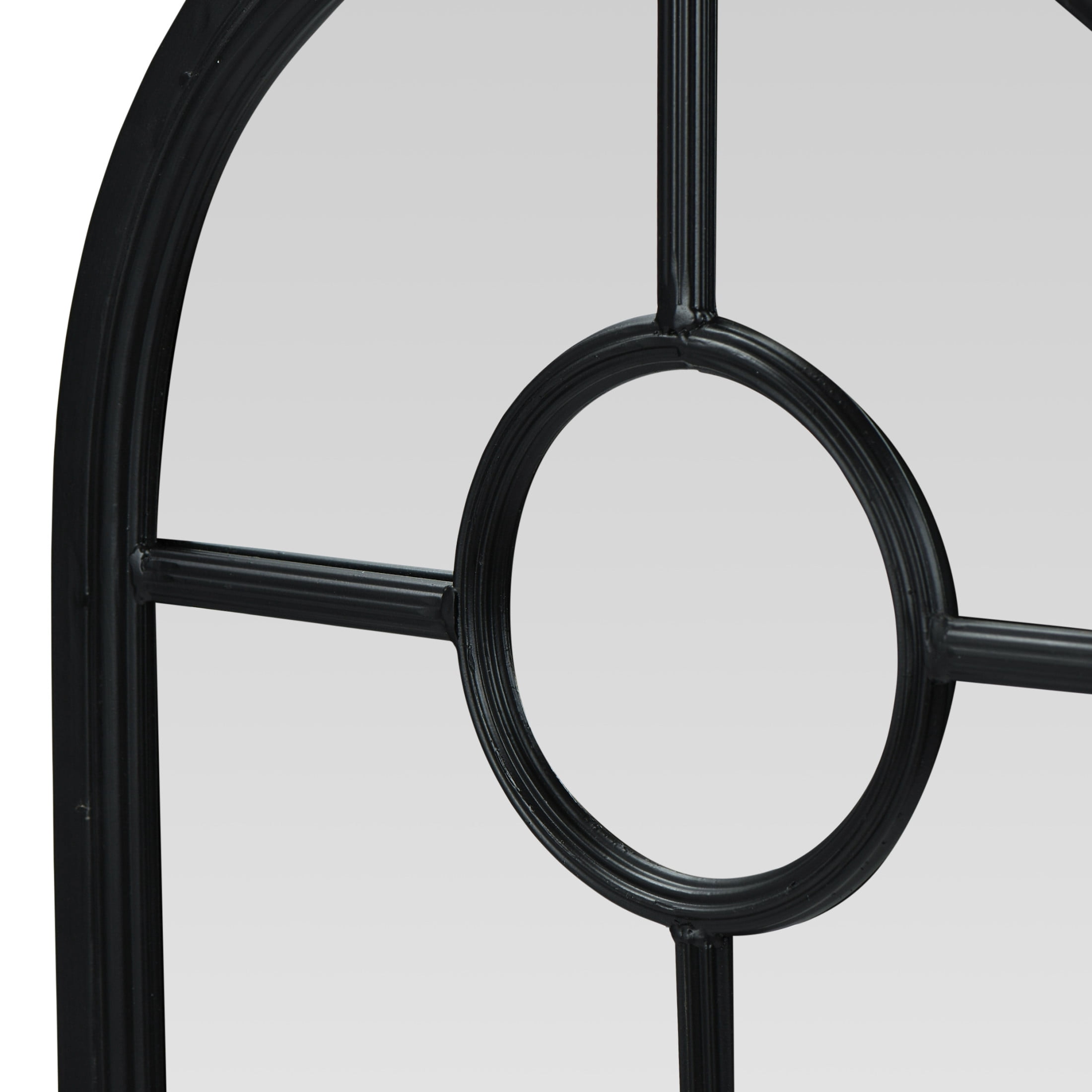 Creative Co-Op Distressed Arched Metal Wall Mirror with Window Pane, Black