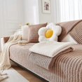 thumbnail image 2 of Solid Sherpa Anti-Slip Sofa Cover with PU Decor Label - Universal Furniture Slipcover for Living Room Couch & Seat Protection, 2 of 5