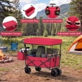 thumbnail image 4 of Gymax Collapsible Wagon w/Removable Canopy Adjustable Handles Detachable Storage Bag Red & Black, 4 of 10
