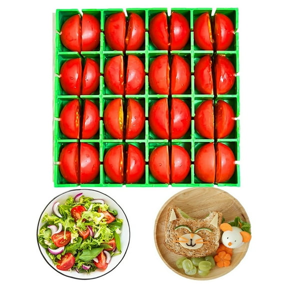 Cherry Tomato Slicing Tool Grape Cutting Tool Grape Cherry Tomato Slicer Fruit Container Holder Cutter Dishwasher Food Grade Quarter Grape Slicer For Snacks Cutting 16 P