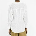 thumbnail image 4 of Aunavey Womens Polka Dot Tops Loose Blouses,Elegant Long Sleeve Turn Down Collar White OL Shirt, 4 of 5
