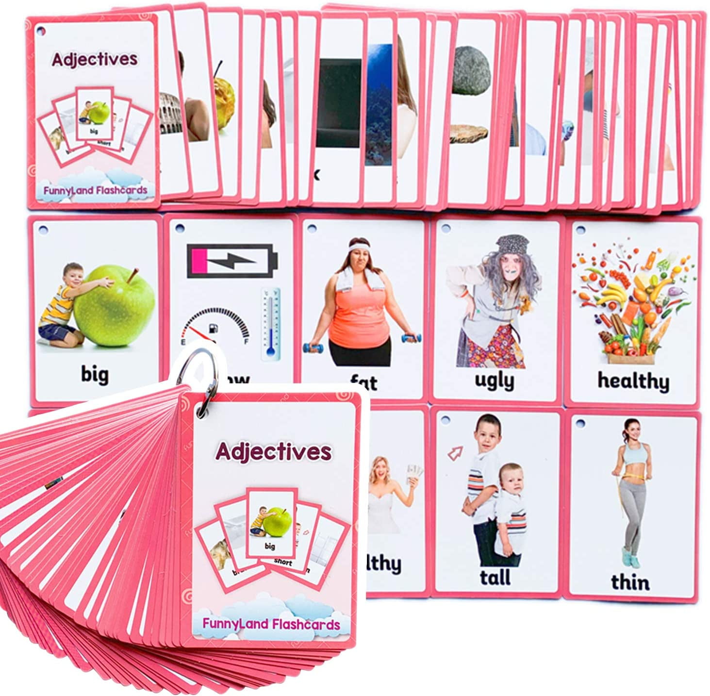 46 Pcs/Set Adjectives Flash Cards Learning Toys Flashcards for