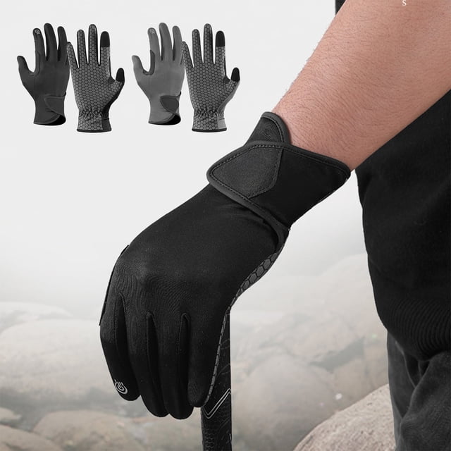 Guantes de montañismo | Empuñadura de silicona transpirable y antideslizante | Deportes al aire libre compatibles con pantalla táctil | Ajuste flexible | Tejido de poliéster | Puño elástico |
