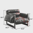thumbnail image 4 of Leather Aceent Chair, 33.5" Wide Oil Wax Leather  Aceent ArmChair,Solid Wood Upholstered Chair for Living Room, Bedroom, Lounge, Balcony, Black, 4 of 8