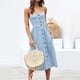 thumbnail image 1 of Vestido Midi Elegante Vestido ajustado para mujer Estilo bohemio Ajuste holgado Cuello en V Color sólido Traje de vacaciones Cgtredaw Azul Claro Xxxl para Mujer, 1 of 1