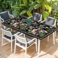 thumbnail image 2 of Black Spring Floral Table Cloths for 6 Foot Rectangle Tables, Elegant Pastoral Flowers Birds Watercolor Patio Waterproof Elastic Fitted Tablecloths, Washable Rectangular Table Cover for Camping, 2 of 8