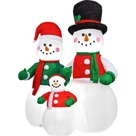 Airblown Inflatable Snowman Family Christmas Decor, 7' Tall