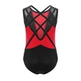 thumbnail image 4 of renvena Gymnastics Leotard for Girls Sleeveless Sparkle Dance Bodysuit Athletic Unitard with Shorts Hairband Red 16, 4 of 7