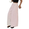 thumbnail image 2 of Women'S Striped Wide Leg Pants Elastic Waist Baggy Palazzo Trousers with Pockets Going Out Outfits Pink XL, 2 of 10