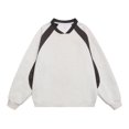 thumbnail image 1 of Heavyweight 400g color-blocked raglan sleeve sweatshirt for men, autumn and winter retro loose casual couple style V-neck top, 1 of 4