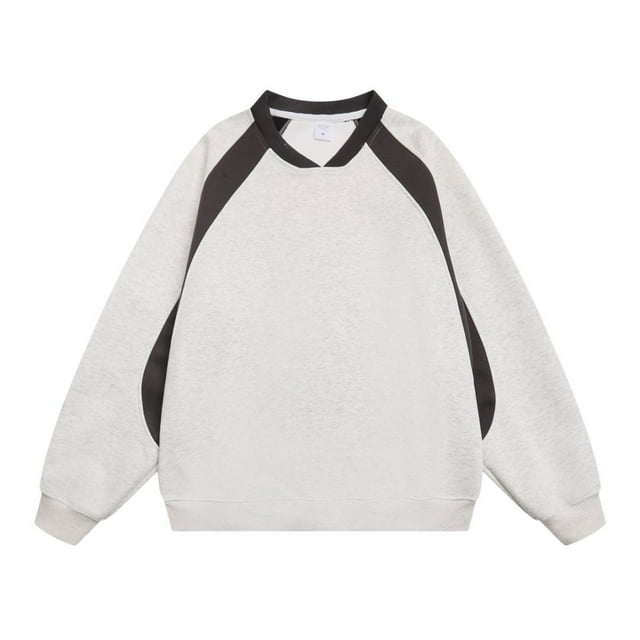 Heavyweight 400g color-blocked raglan sleeve sweatshirt for men, autumn and winter retro loose casual couple style V-neck top