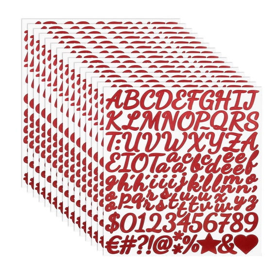 Uxcell 1 Inch Letter Stickers, 15 Sheet Glitter Alphabet Number Stickers Self Adhesive Handwriting Vinyl Stick on Letters for Mailbox Number Scrapbooking Sign Bottles Craft, Red