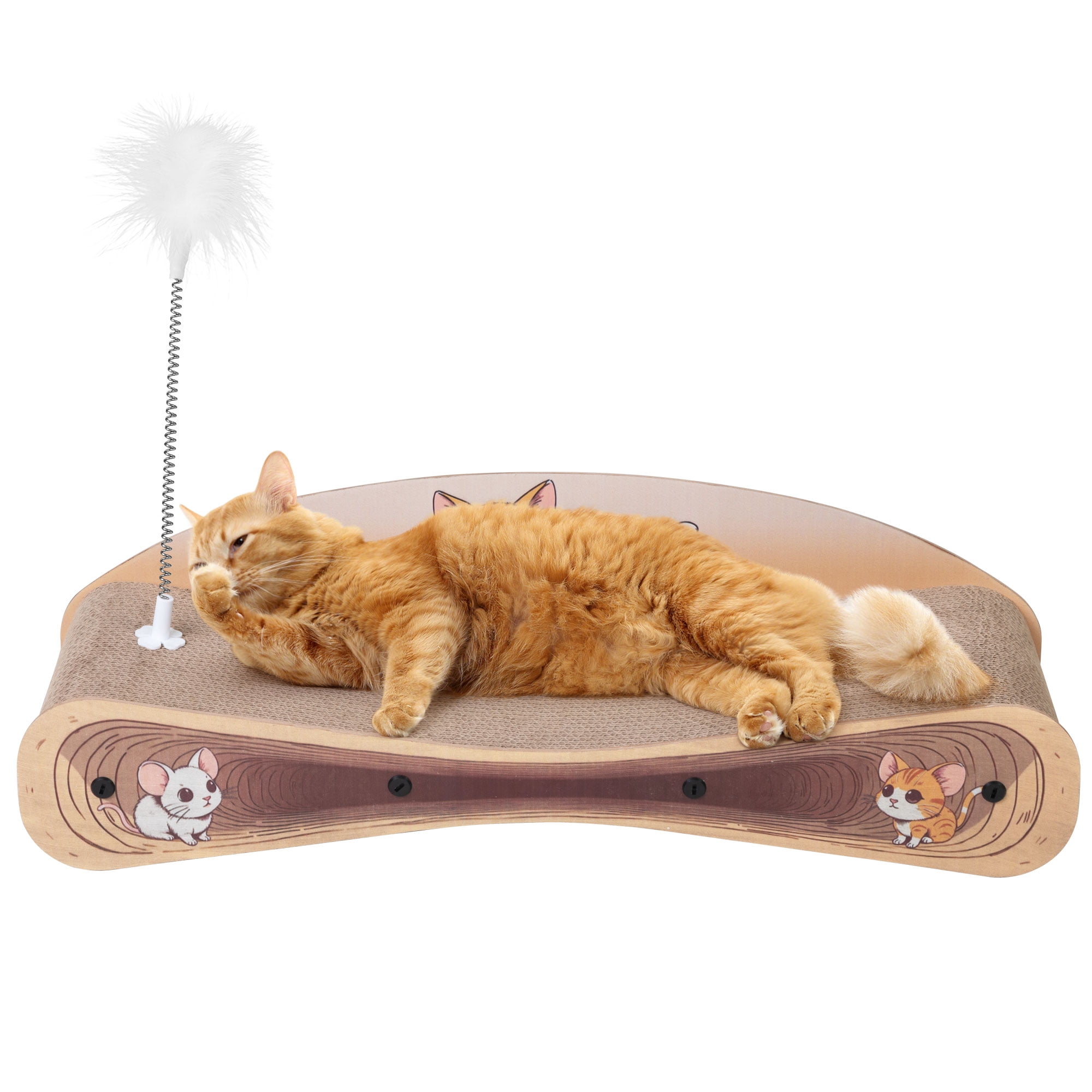 COZIWOW 2-in-1 Cardboard Cat Scratcher Bed & Lounger Scratching Post  Reversible Scratching Board Pad for Cats