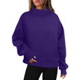thumbnail image 3 of Fall Sweatshirts for Womens Pullover Fashion Oversize Casual Loose Turtleneck Long Sleeve Solid Color Blouse Sweatshirt Tops, 3 of 9
