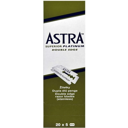 100 Pcs Astra Superior Platinum Double Edge Shaving Razor Blades Barber Favored by Astra