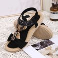 thumbnail image 5 of IWRICH Womens Low Wedge Sandals Arch Support Summer Beach Shoes Comfort Walking Bohemian Footwear Black 7, 5 of 6
