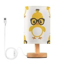 Cute Duck with Glasses Bedside Desk Lamp LED Table Nightstand Lamps Warm Light Fabric Lampshade for Home Bedroom Office Living Room Decor