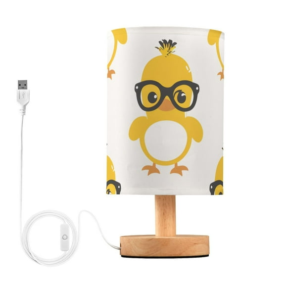 Cute Duck with Glasses Bedside Desk Lamp LED Table Nightstand Lamps Warm Light Fabric Lampshade for Home Bedroom Office Living Room Decor