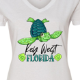 thumbnail image 4 of Inktastic Key West, Florida Happy Sea Turtle Women's V-Neck T-Shirt, 4 of 5