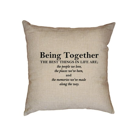 Best Things in Life - People We Love, Places, Memories Decorative Linen Throw Cushion Pillow Case with (Best Pillow For People With Fibromyalgia)