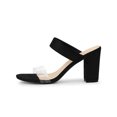 thumbnail image 7 of BLISSFUL STEP Women's Dual Clear Strap Block Heels Mules Slides Sandals Black 6, 7 of 7