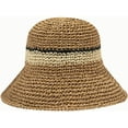 thumbnail image 2 of CoCopeaunts Women Beach Hat Straw Braided Stripe Fisherman Hat Summer Sun Protection Foldable Roll up Floppy Trendy Bucket Cap, 2 of 8