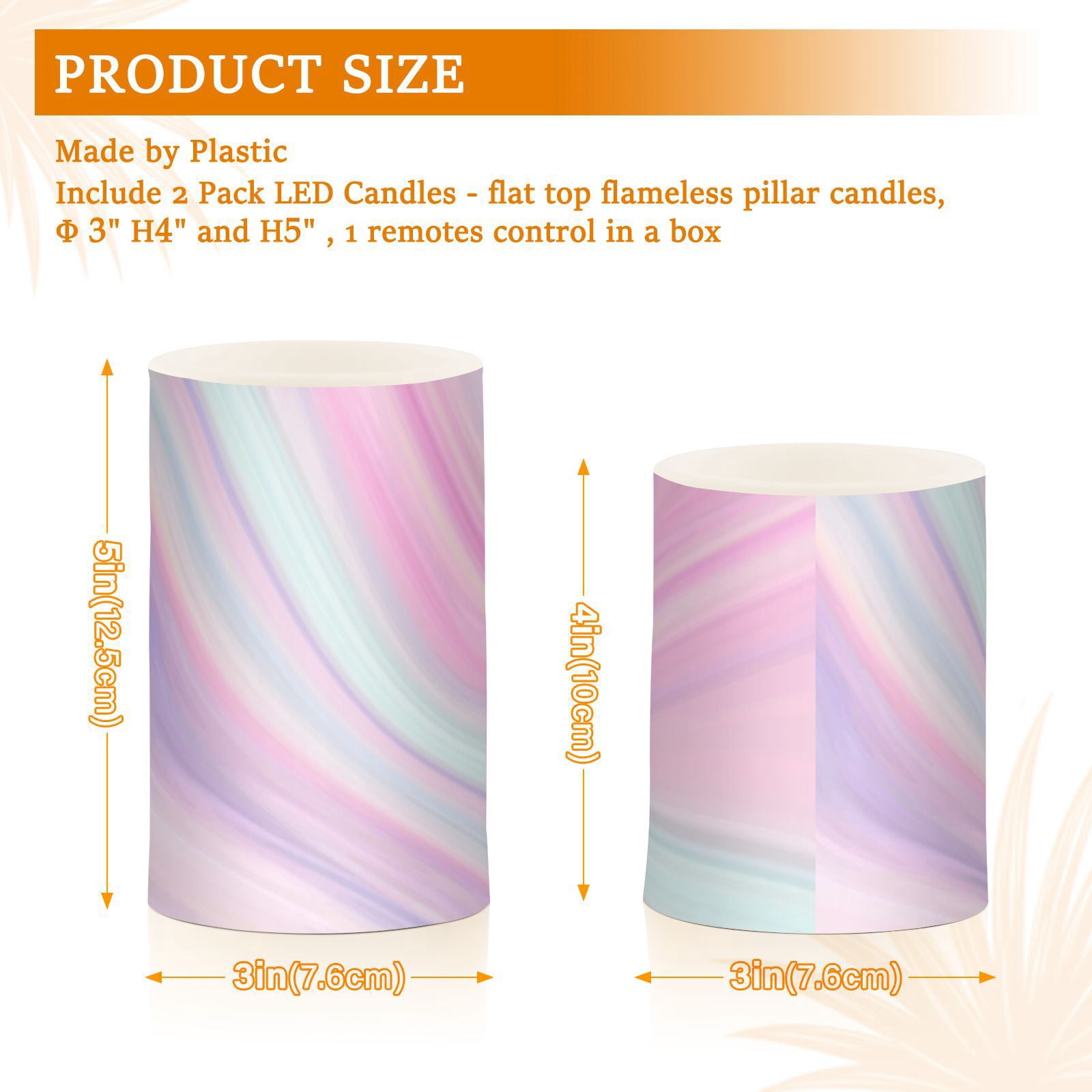 Abstract Marble Pink 2 PCS LED Flickering Flameless Candles with Remote Control Realistic 3D Wick LED Window Candles Sets for Wedding Table Home Decoration Gifts