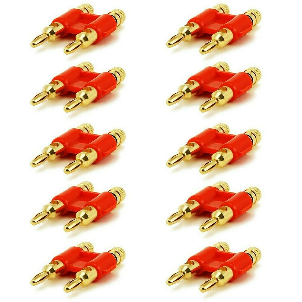 10x Dual Banana Plug Connector Audio Speaker Wire Cable 3/4" Spaced