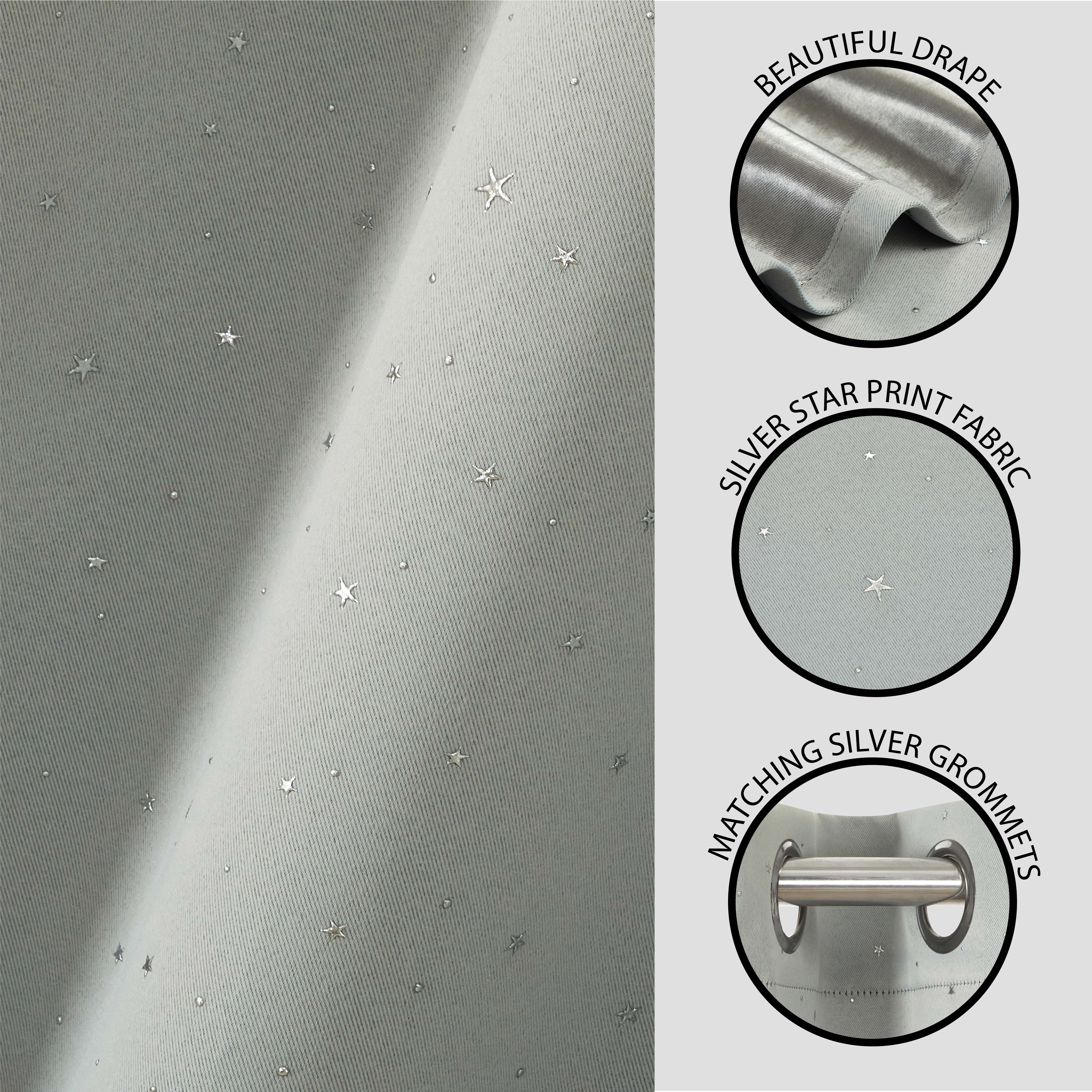 Your Zone Blackout Grommet Curtain Panel, 1 Panel, Grey/Metallic Star, 37" W x 54" L