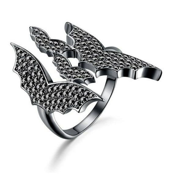 Flying Bat Statement Ring for Women Black Cz Ginger Lyne Collection