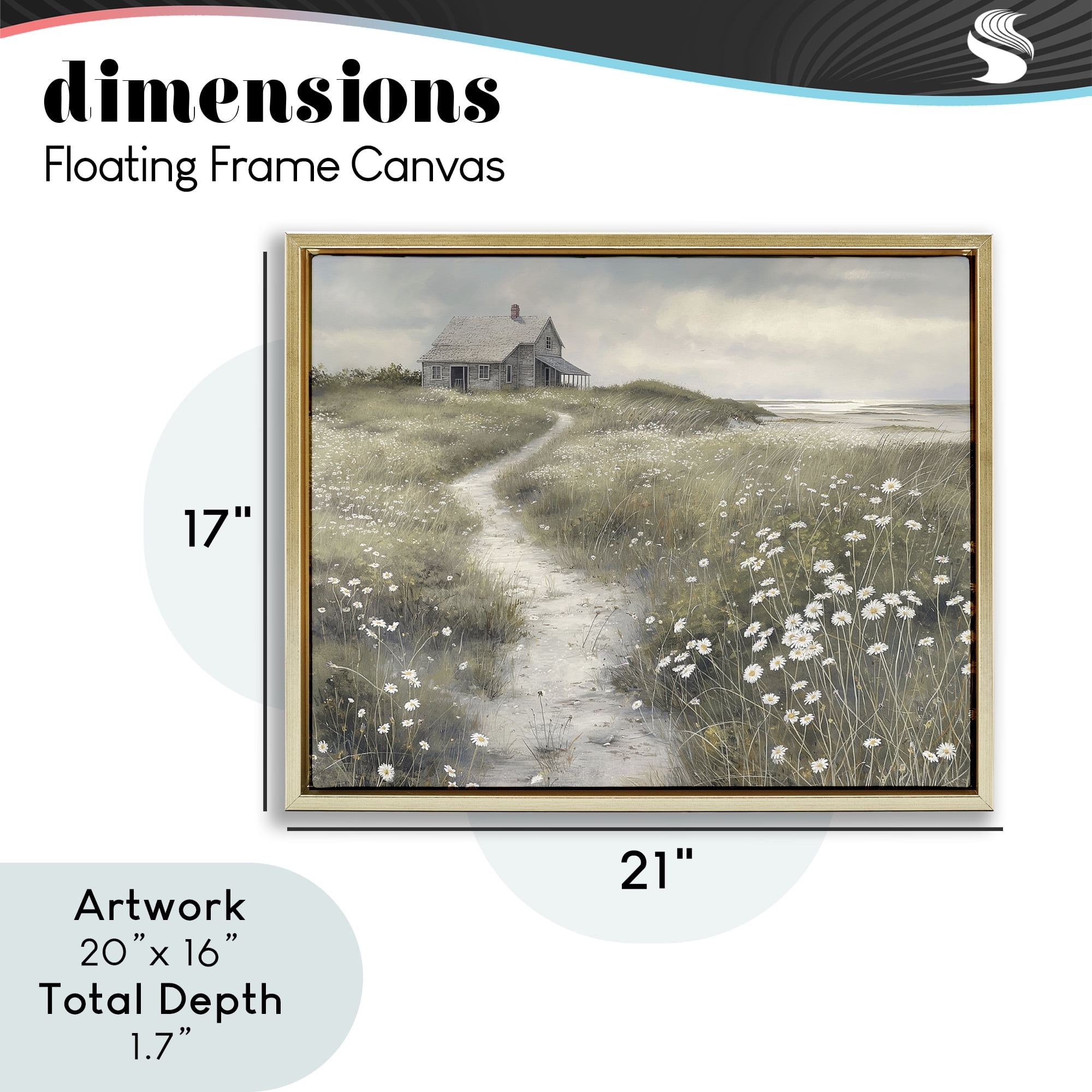 Stupell Industries Pathway To Coastal Cottage Gold Framed Floater Canvas Wall Art, design by Imagine It Images