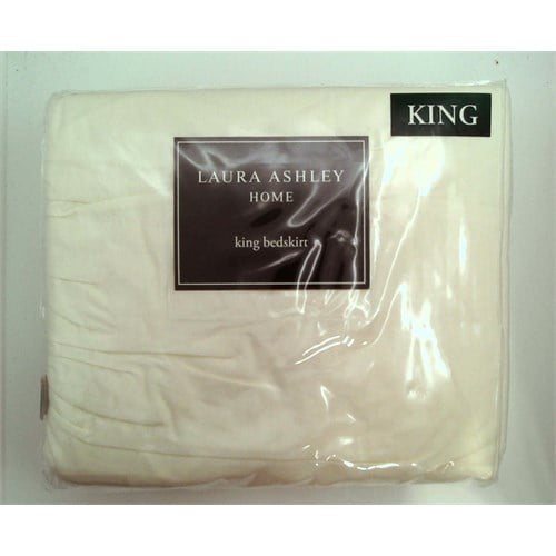 Laura Ashley Maison Solide Collection Luxe Premium Hôtel Qualité Bedskirt, Ajustement Facile, Anti-Rides et Fade Résistant, Design Élégant pour la Décoration de la Maison, Très Grand, Ivoire