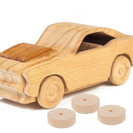 NICEXMAS Model Cars Wooden Car Wheels Beige Wood 10Set