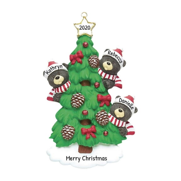 Personalized Family of 3 Christmas Ornament 2024 Family of Black Bear 1 Count - Ornaments by Elves