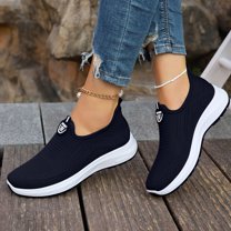 XIMIN Women's Slip On Low Heel Sneakers Lightweight Breathable Casual Walking Running Gym Tennis Workout Shoes Non Slip Comfortable Arch Support Daily Footwear