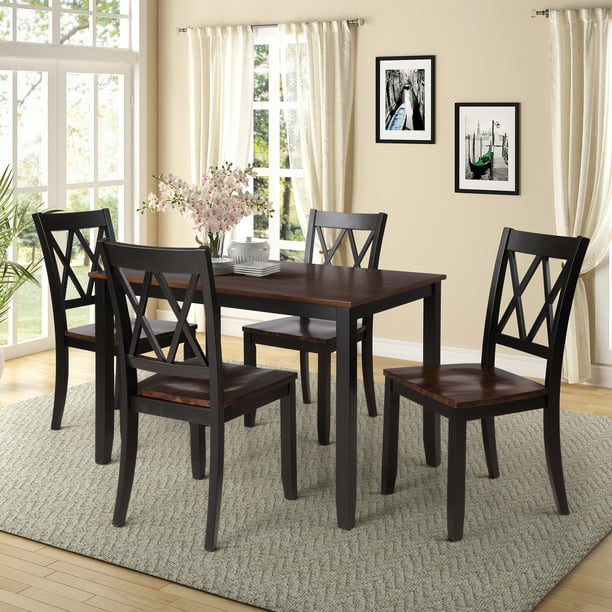 Dining Set Kitchen Table With 5 Piece Chairs Solid Wood Rectangular Thick Legs Black Finish Frame And For Room Living Restaurant S8067 Com Dining Set Kitchen Table With 5 Piece, How Thick Should Dining Table Legs Be